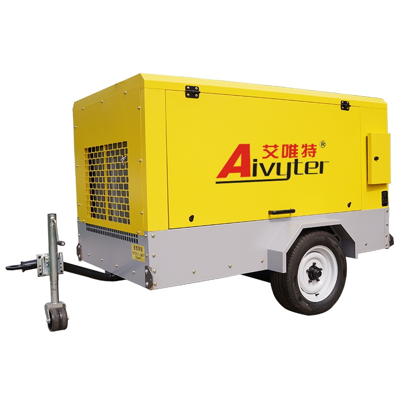 185Cfm 7Bar Trailer Портативный мобильный дизельный винтовой воздушный компрессор